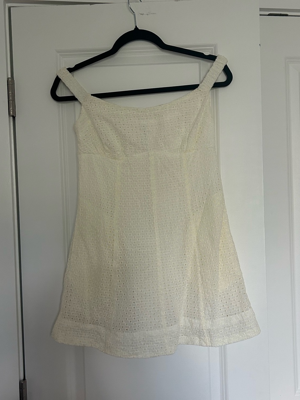 Free People Cotton Off-the-shoulder Cream Textured Mini Dress